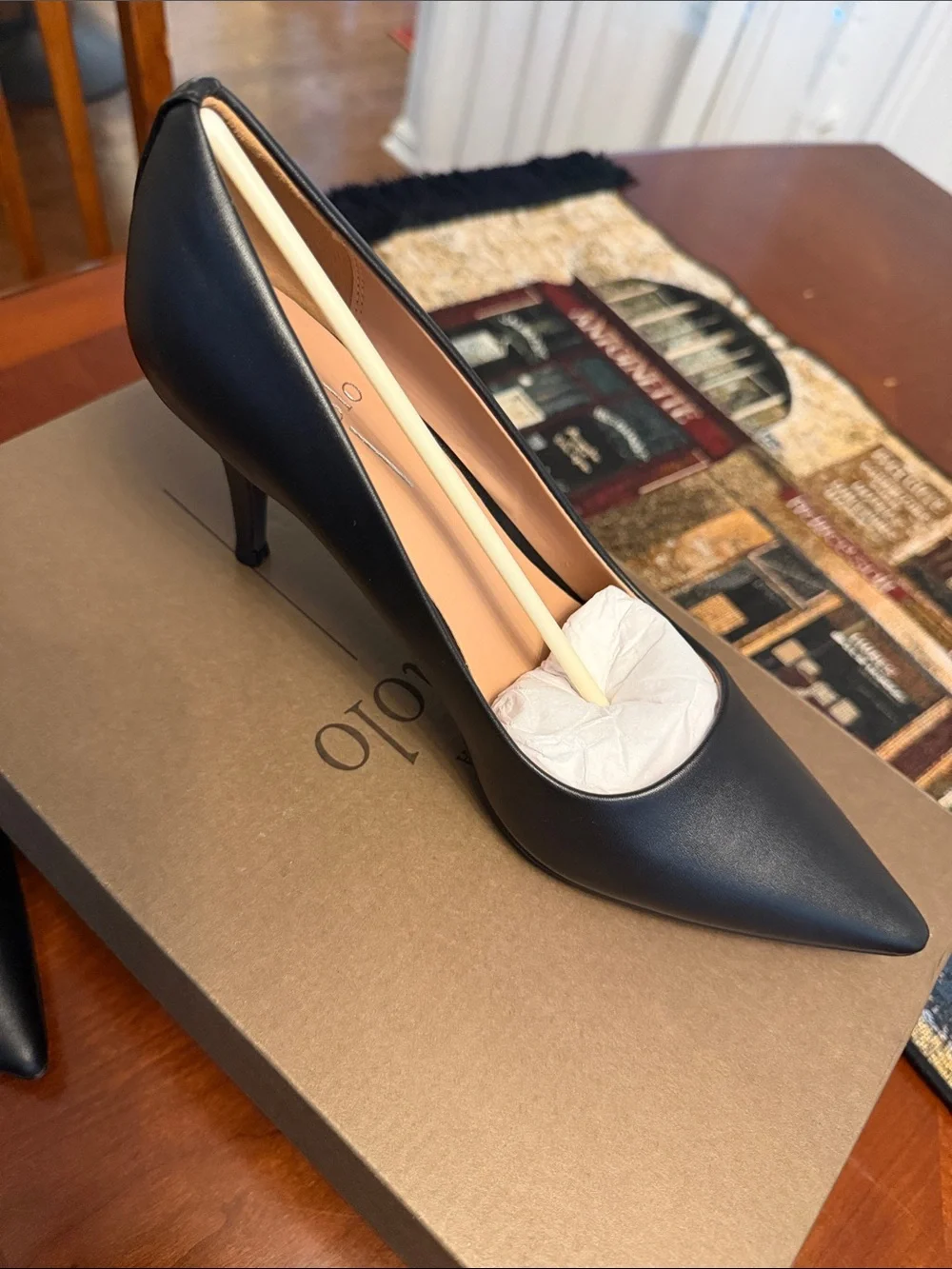 Paolo Black Pointed Toe Leather Pumps